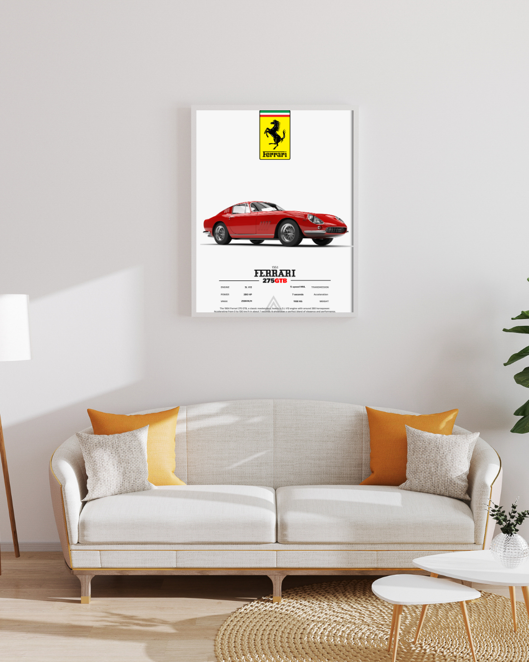 Cadre connecté Ferrari 275GTB - Vue 3